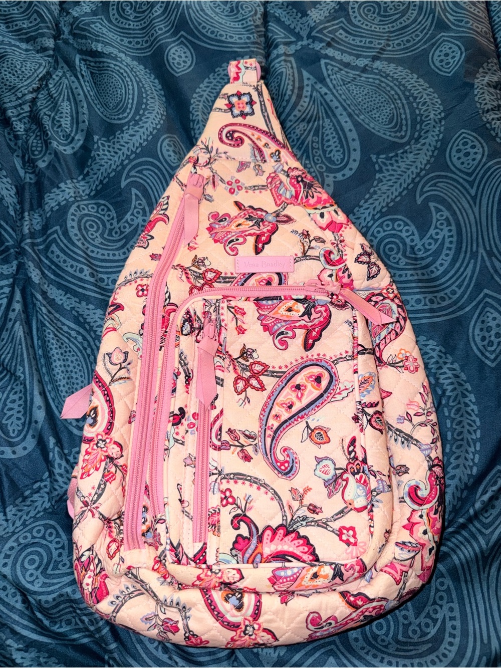 Vera Bradley Breast Cancer Felicity Paisley Pink Quilted Crossbody Sling Bag